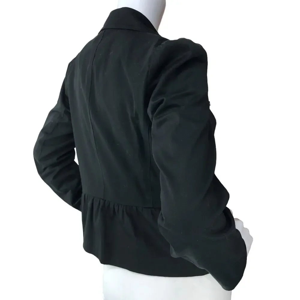 Sandro Womens Size S Biker Jacket Asymmetrical Cotton Zip Pockets Black